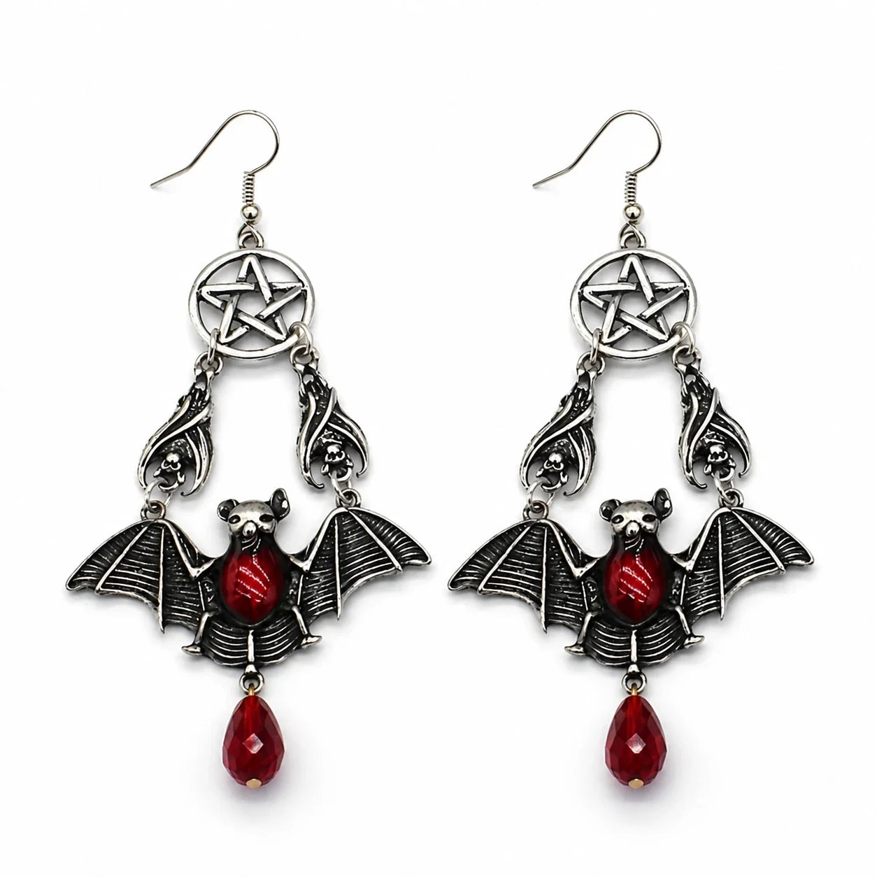 Bat Wing Pentacle Earrings studio product photo