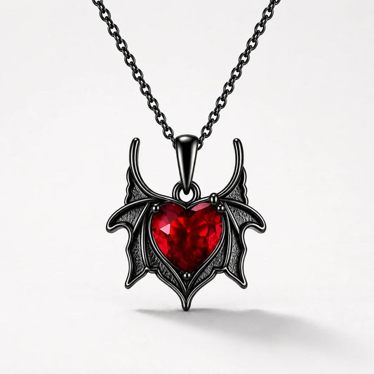 Batwing Crimson Heart Necklace studio product photo