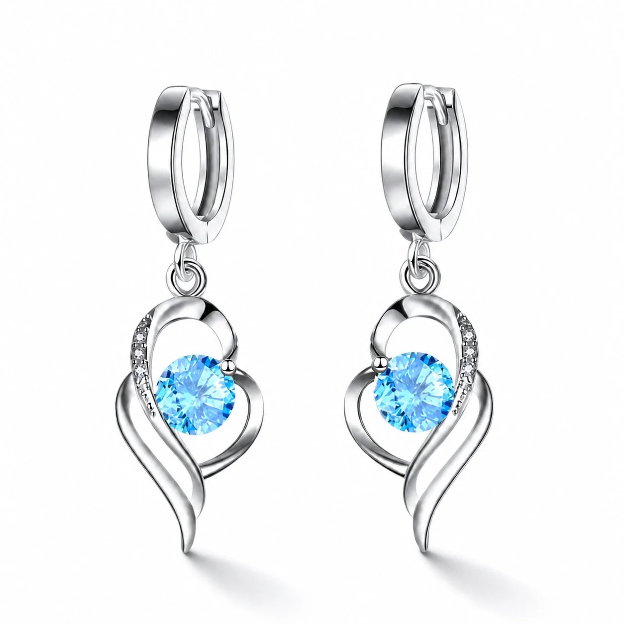 Birthstone Heart Earrings studio product photo