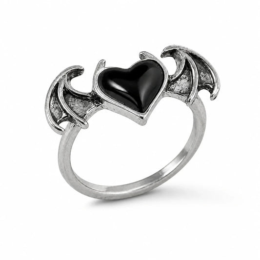 Black Heart Bat Wing Ring studio product photo