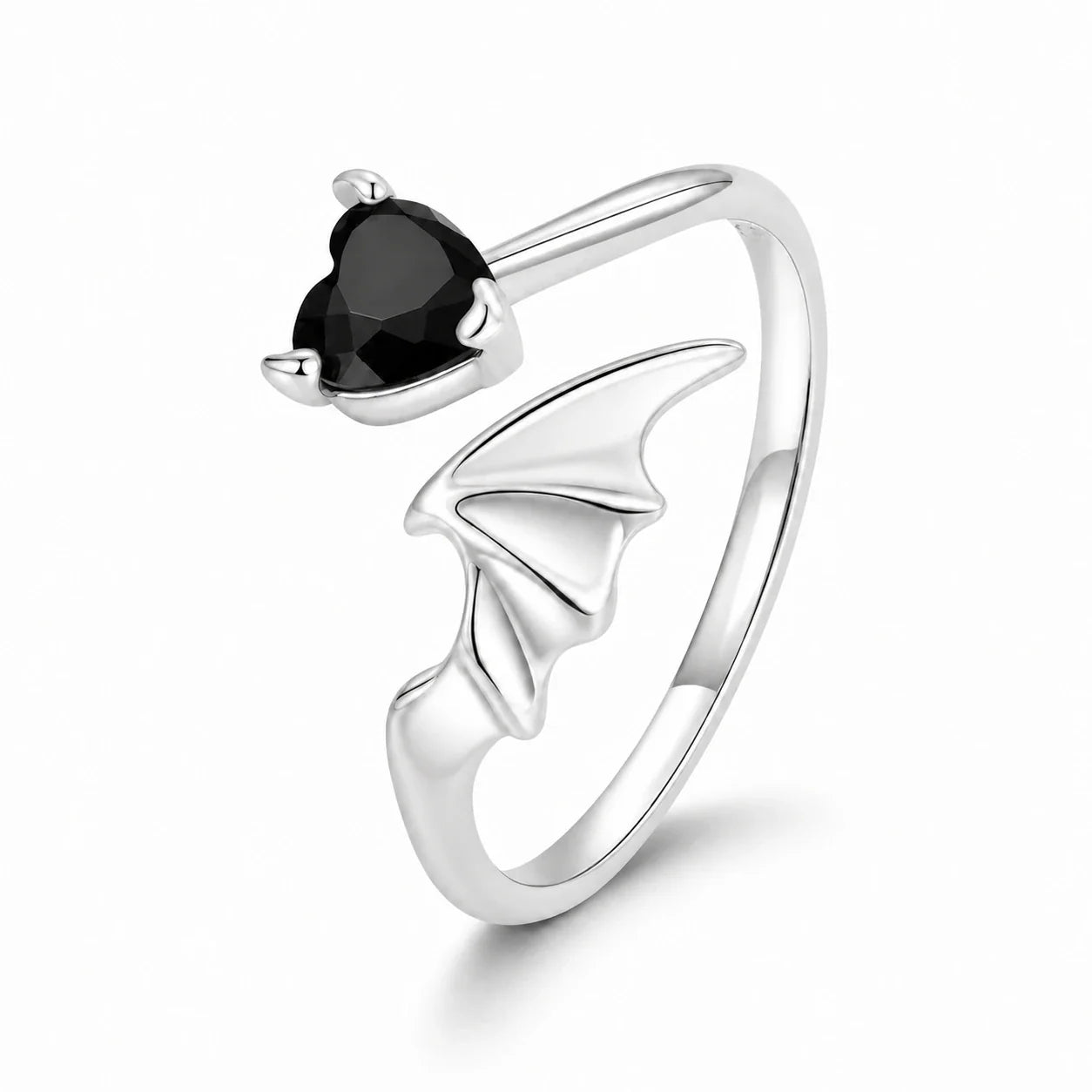 Black Heart Batwing Ring studio product photo