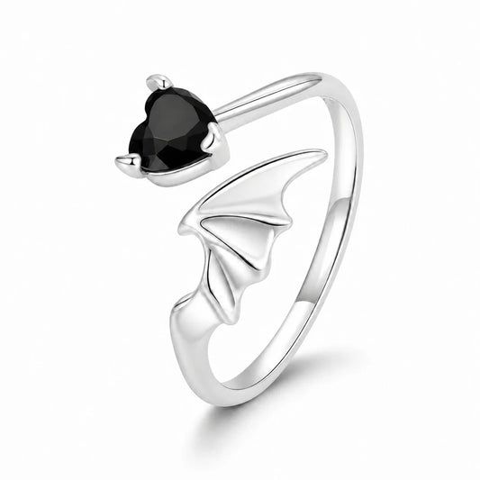 Black Heart Batwing Ring studio product photo