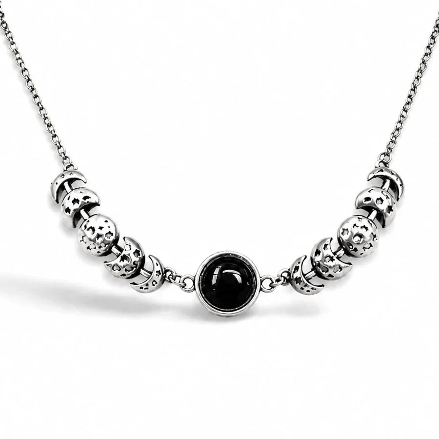 Black Onyx Moon Goddess Necklace studio product photo