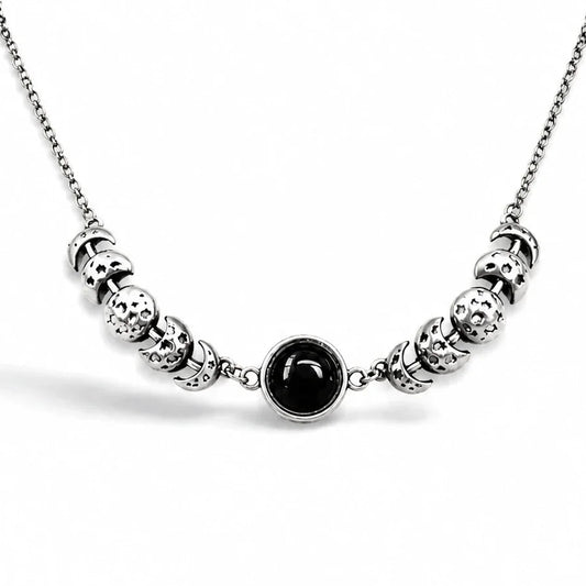 Black Onyx Moon Goddess Necklace studio product photo