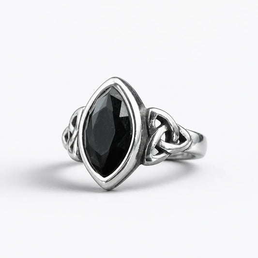 Black Onyx Triquetra Ring studio product photo
