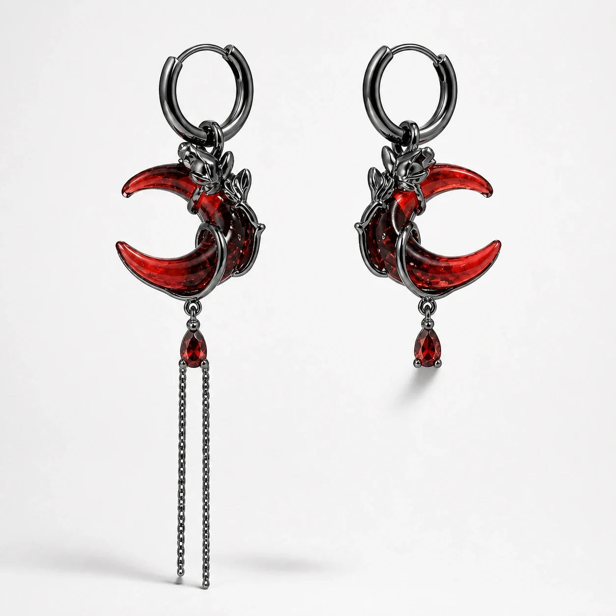 Blood Moon Crescent Earrings studio product photo