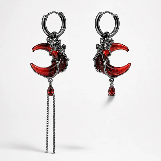 Blood Moon Crescent Earrings studio product photo
