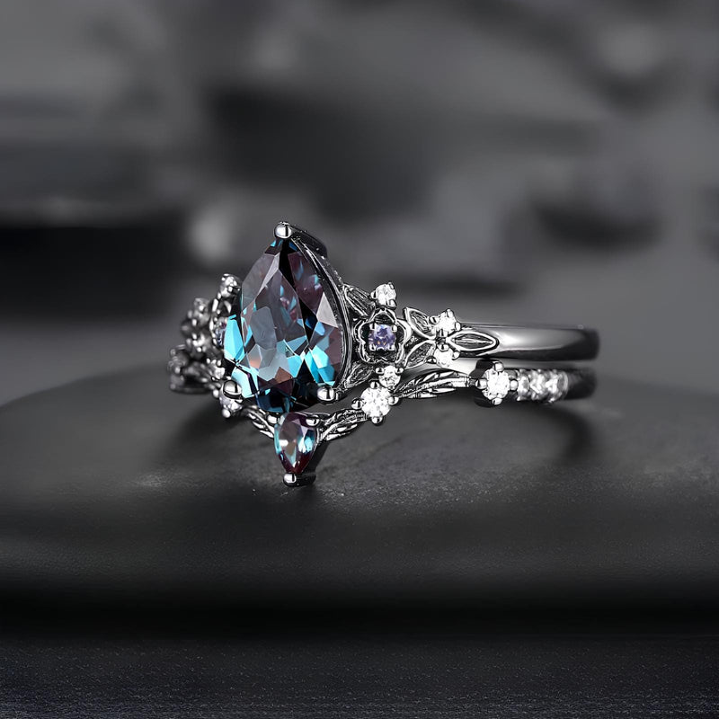 Dark Moon Crystal Ring Set
