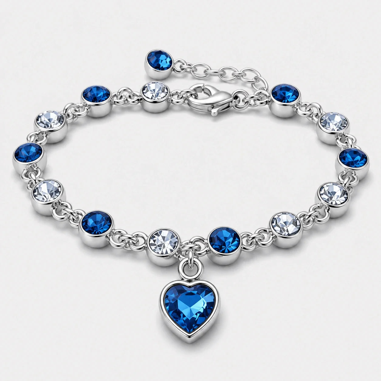 Blue Heart Charm Bracelet studio product photo