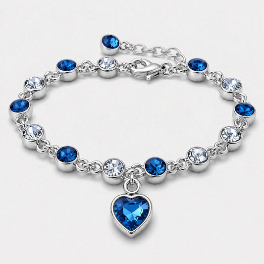 Blue Heart Charm Bracelet studio product photo