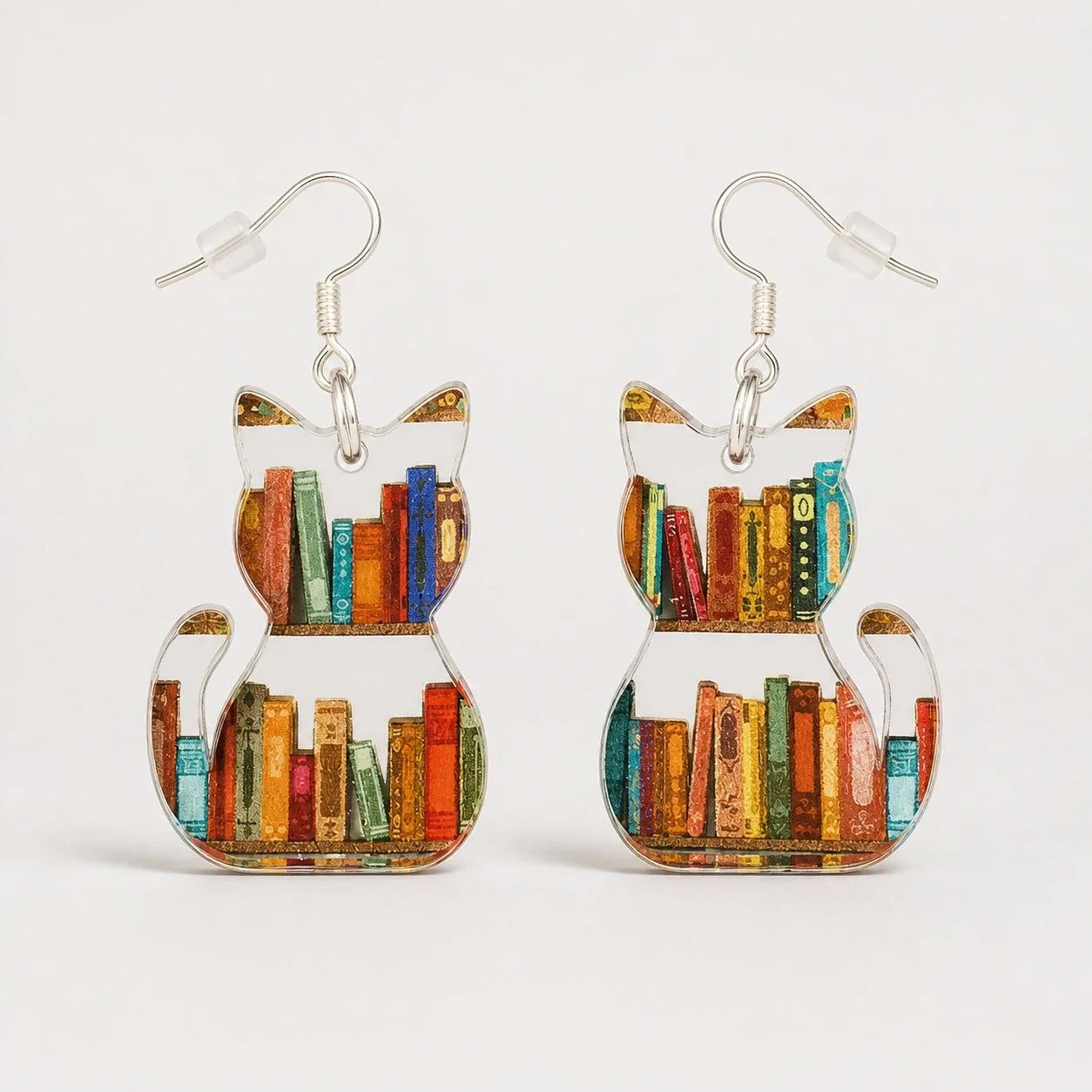 Bookish Cat Earrings studio product photo