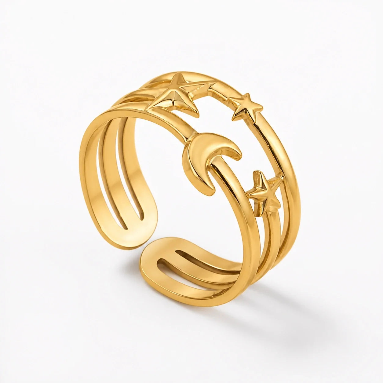 Celestial Flow Moon Ring studio product photo