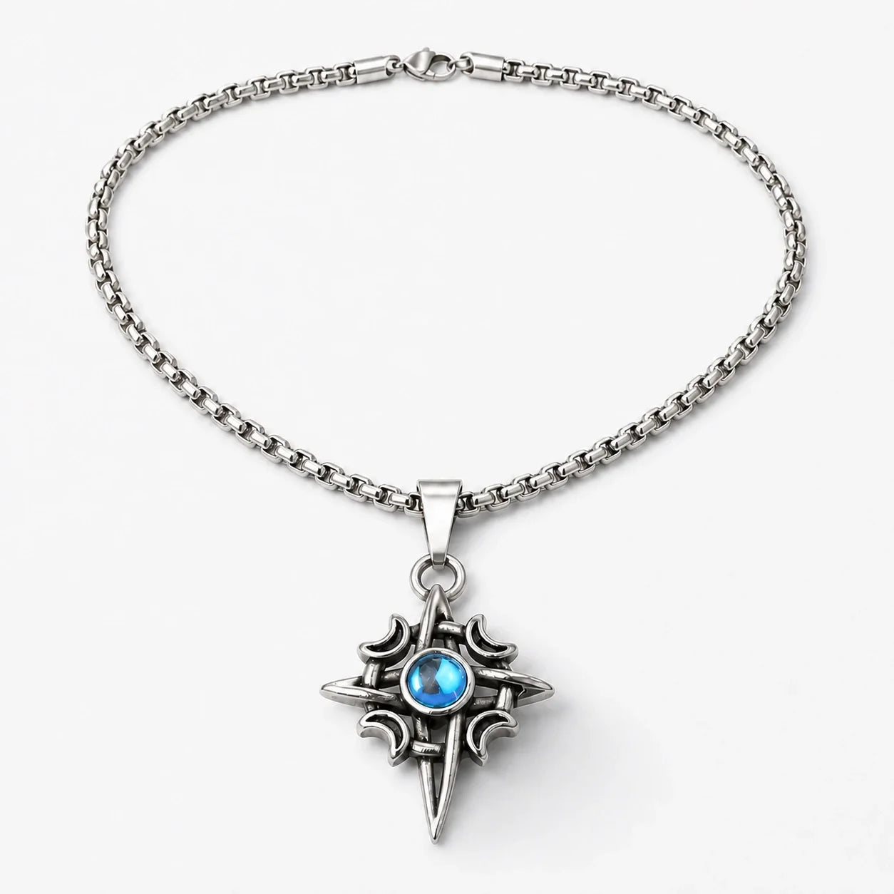 Celestial Moon Cross Necklace studio product photo