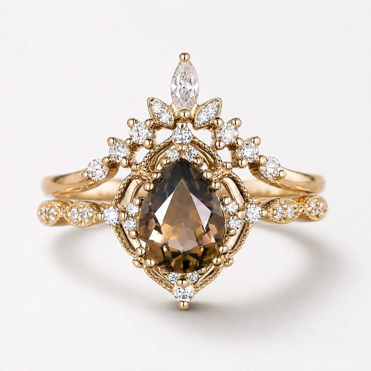 Celestial Vow Zircon Ring Set studio product photo