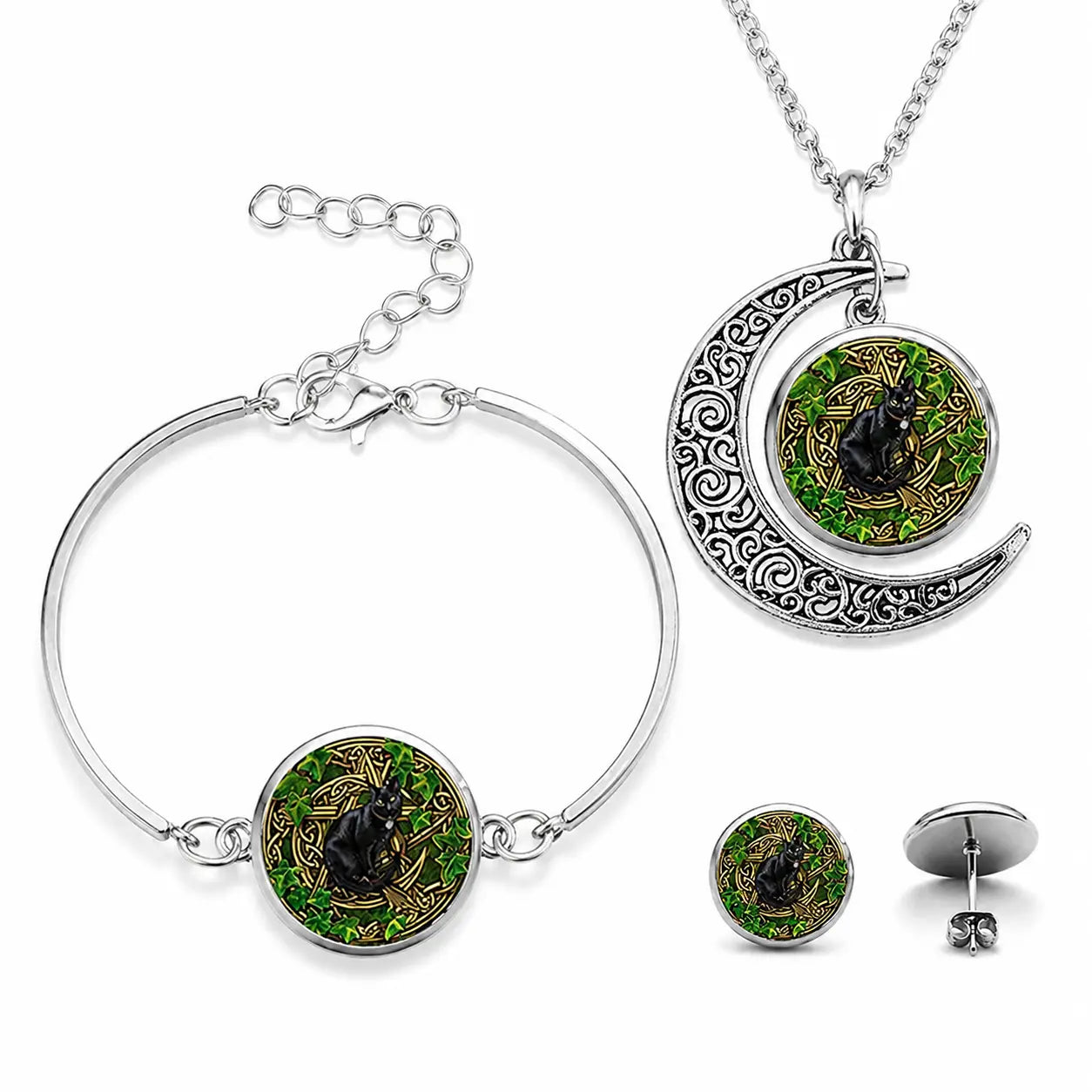 Crescent Pentacle Cat Guardian Set
