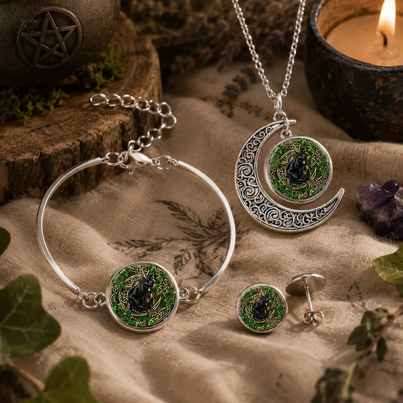 Crescent Pentacle Cat Guardian Set