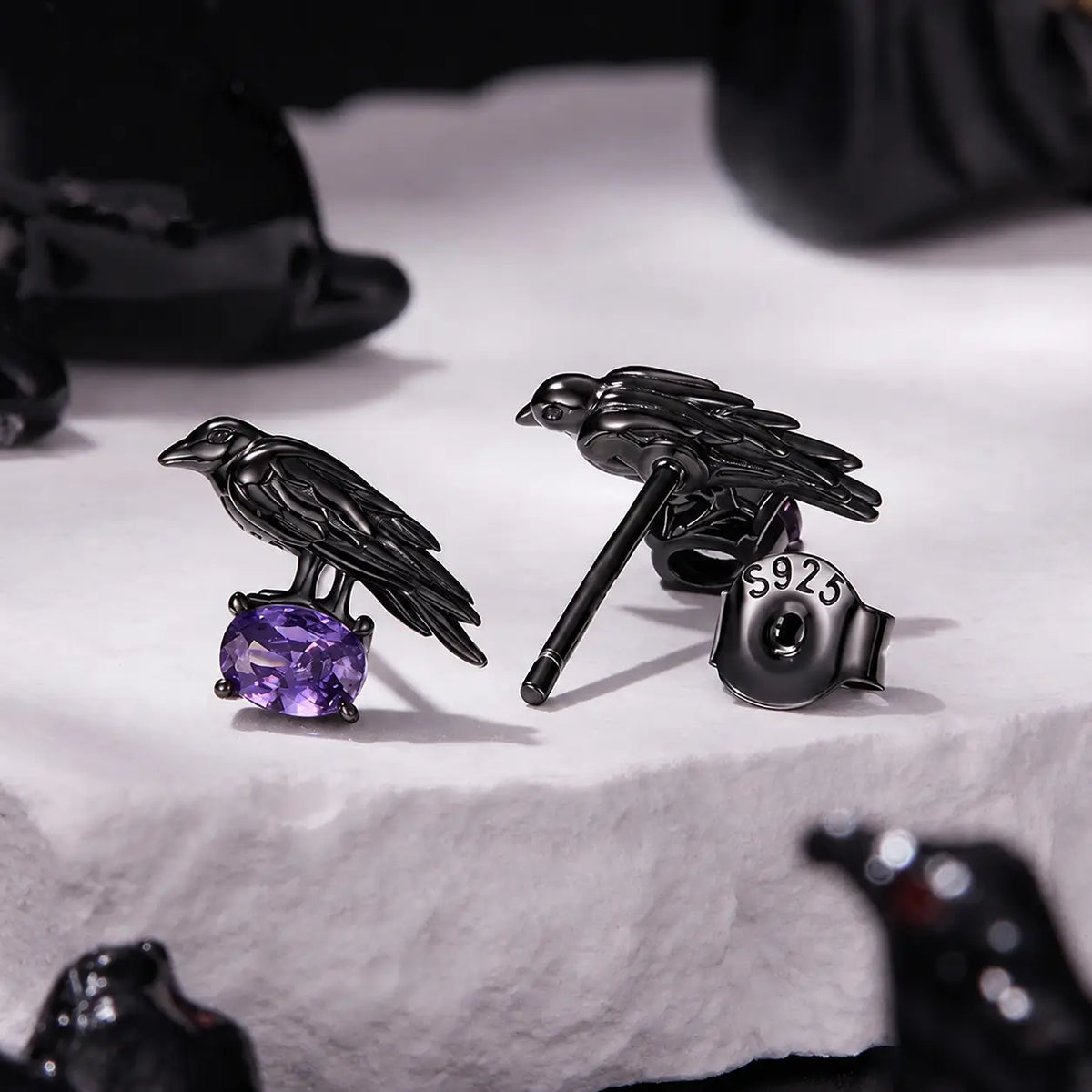 Midnight Raven Crystal Stud Earrings