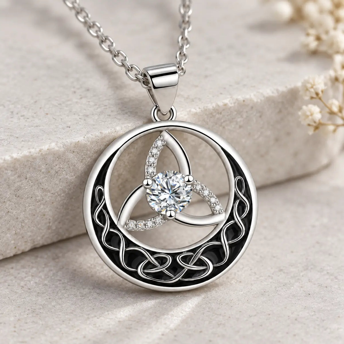 Moonlit Triquetra Balance Necklace