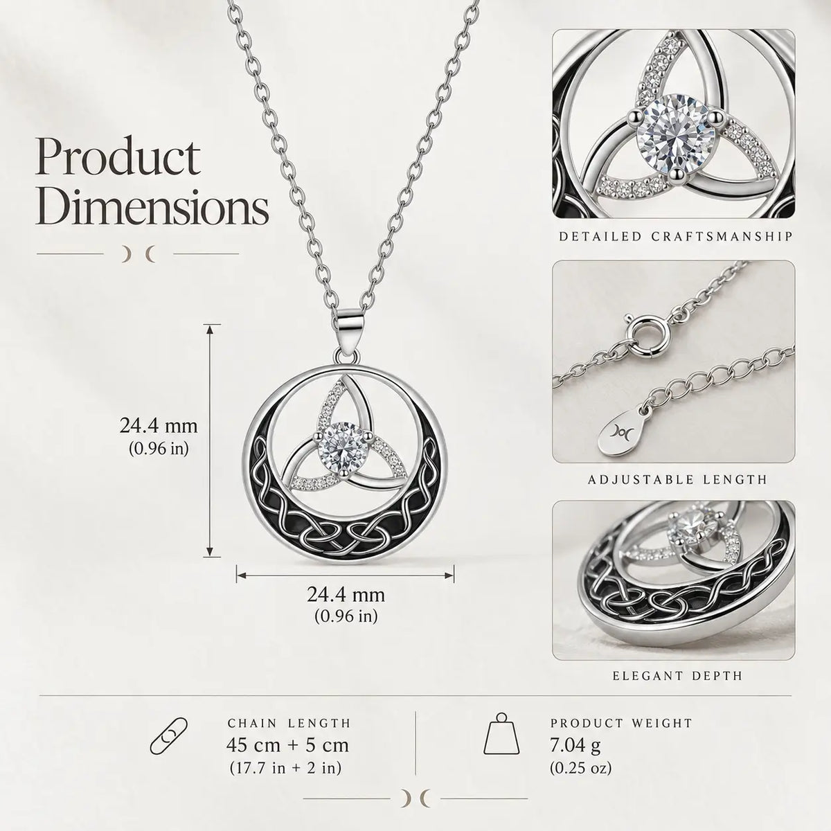 Moonlit Triquetra Balance Necklace
