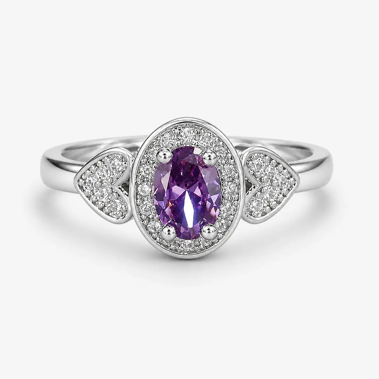 Haloed Amethyst Heart Ring