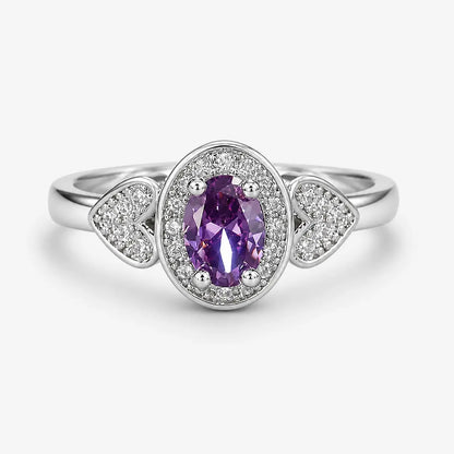 Haloed Amethyst Heart Ring