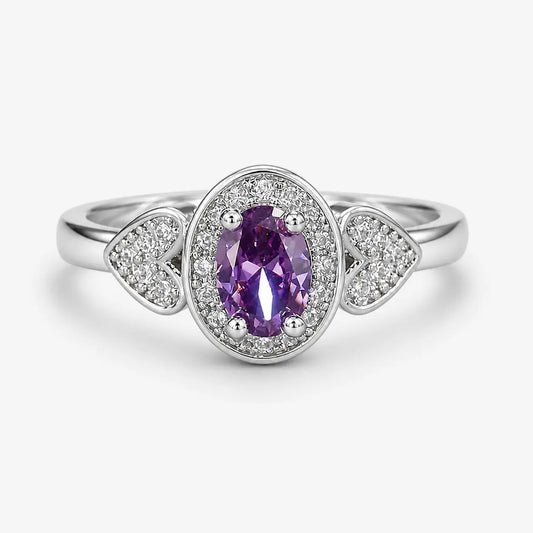 Haloed Amethyst Heart Ring