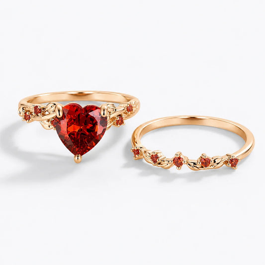 Crimson Heart Ring Set studio product photo