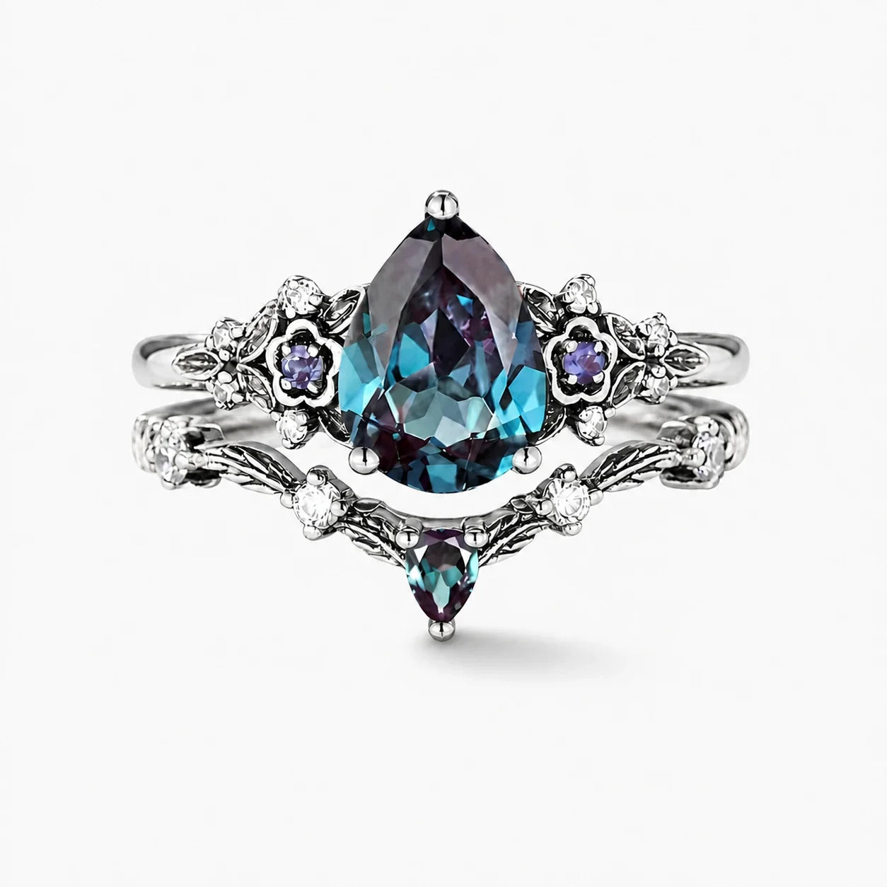 Dark Moon Crystal Ring Set studio product photo