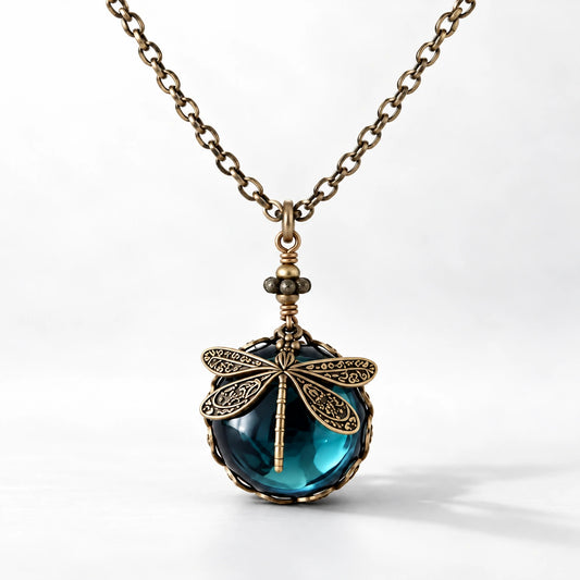 Dragonfly Crystal Drop Necklace studio product photo