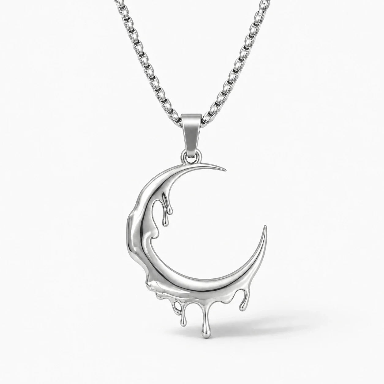 Dripping Crescent Moon Necklace studio product photo