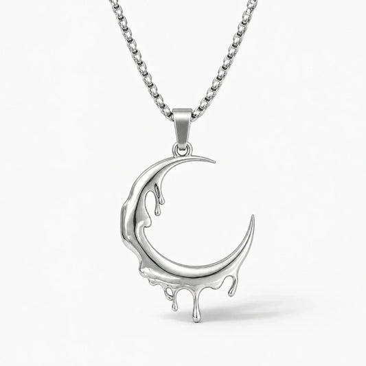 Dripping Crescent Moon Necklace studio product photo