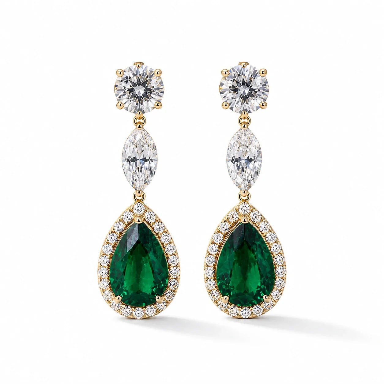 Emerald Gemlight Drop Earrings studio product photo