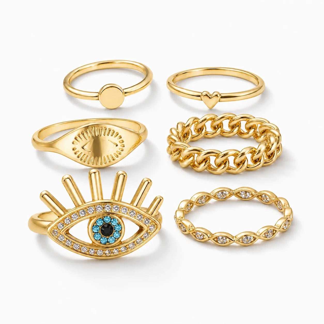 Evil Eye Ring Set studio product photo