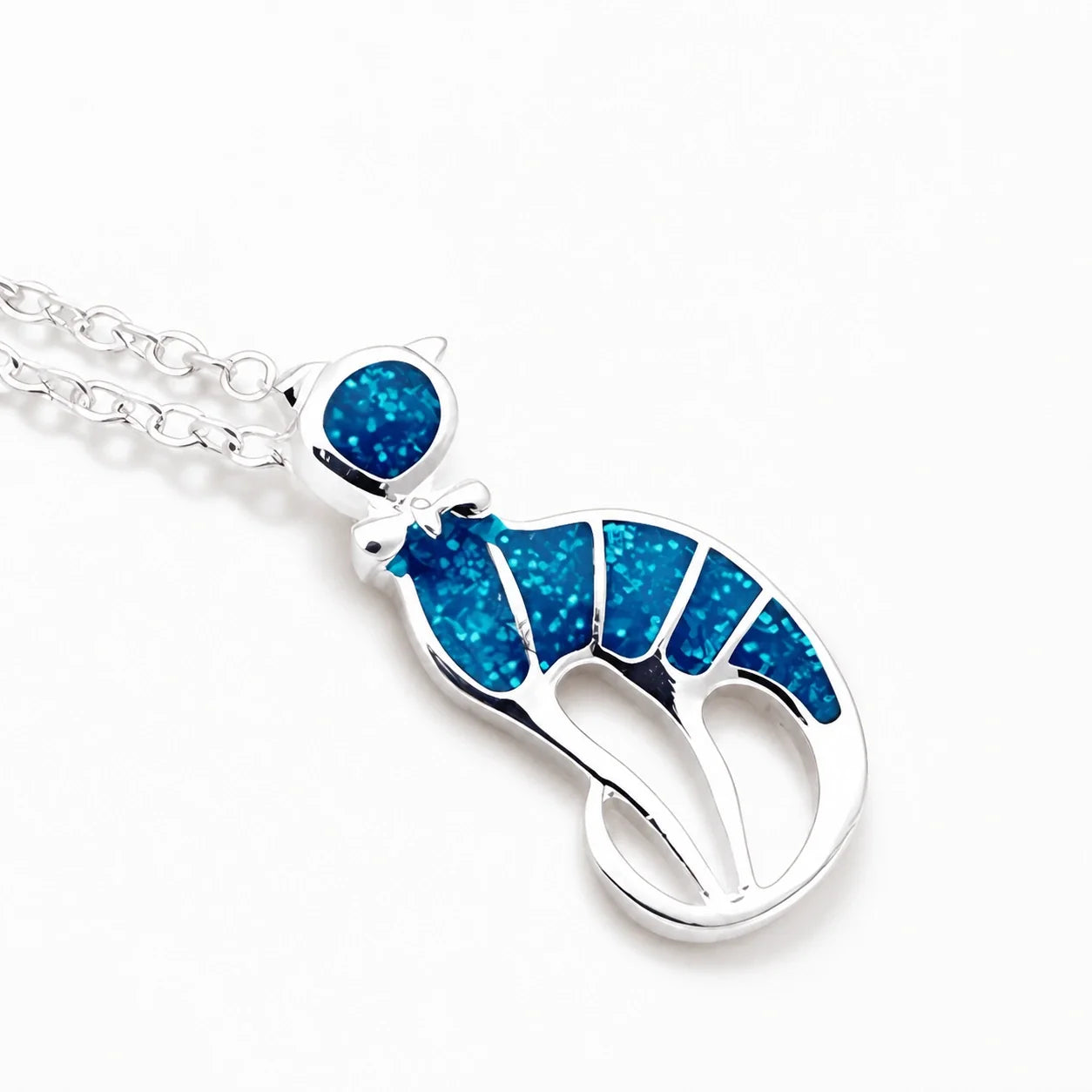 Fire Opal Cat Necklace studio product photo