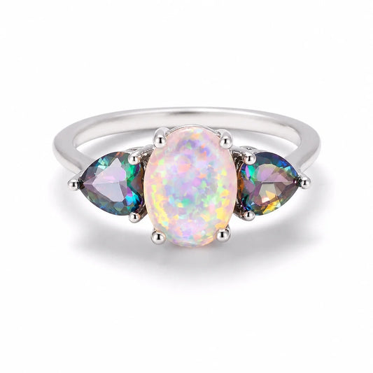 Fire Opal Harmony Ring studio product photo
