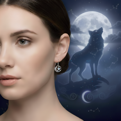Lunar Wolf Pentacle Earrings