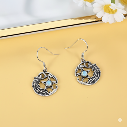 Lunar Wolf Pentacle Earrings