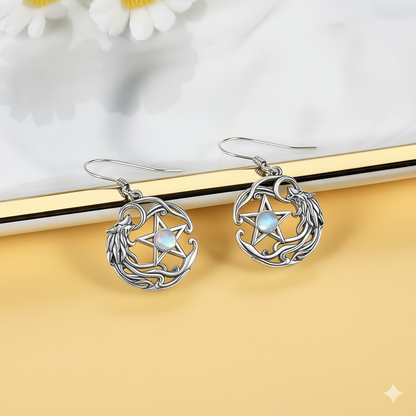 Lunar Wolf Pentacle Earrings