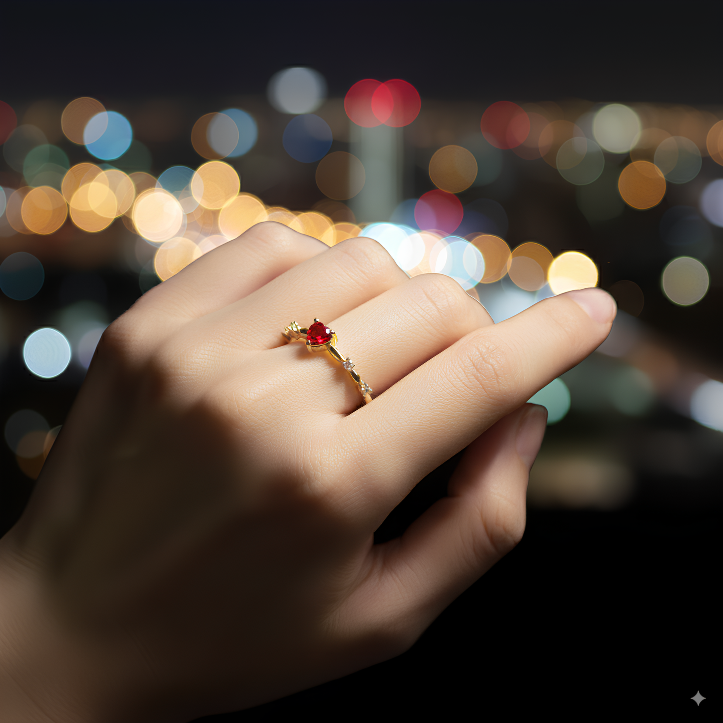 Heart of Crimson Crystal Ring