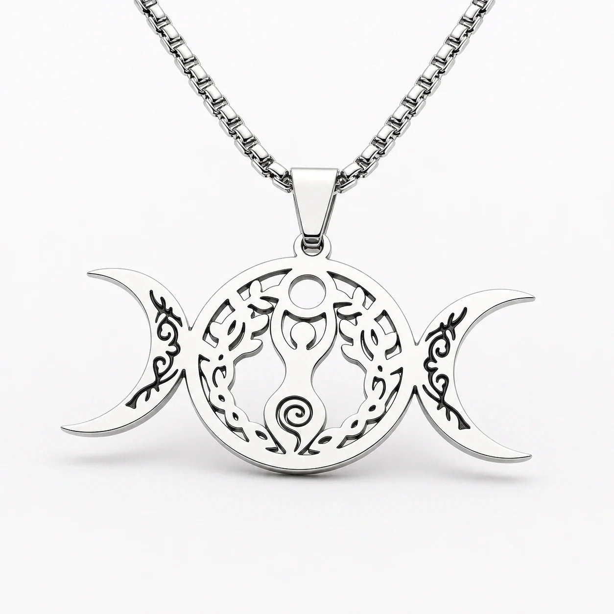 Goddess Fertility Moon Necklace studio product photo