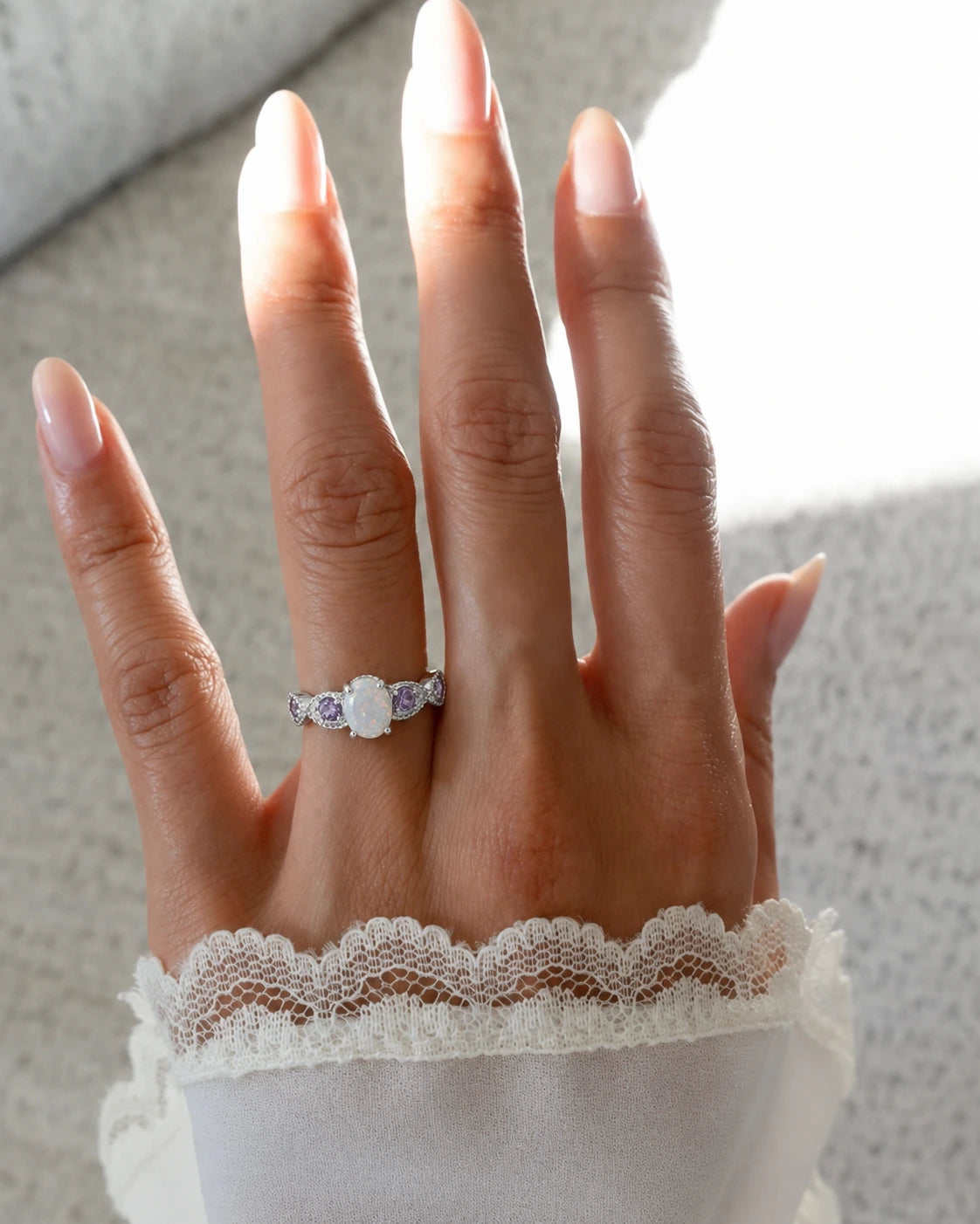 AMETHYST & FIRE OPAL GODDESS RING