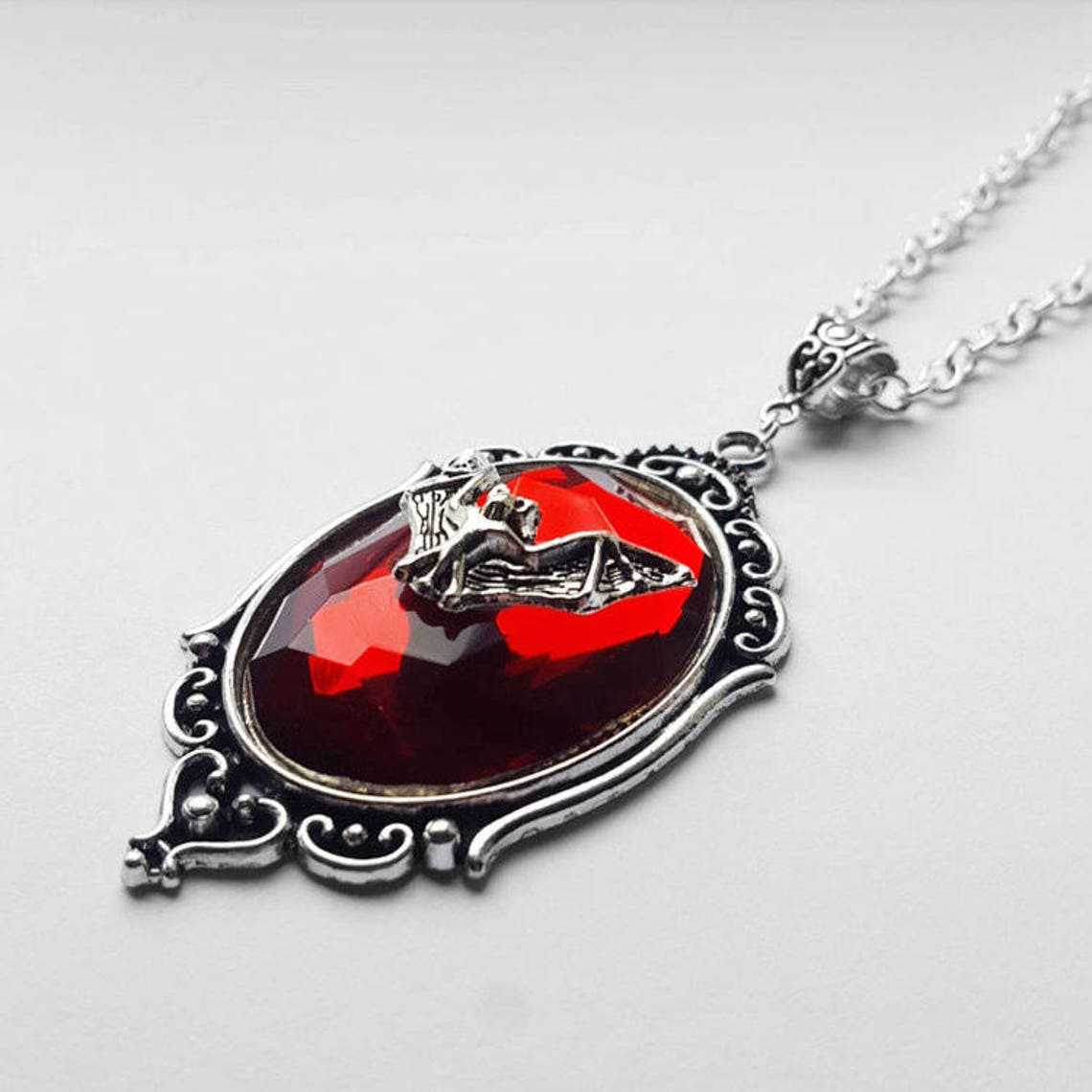 Gothic Elegance: Vintage Ruby Necklace for Modern Witches