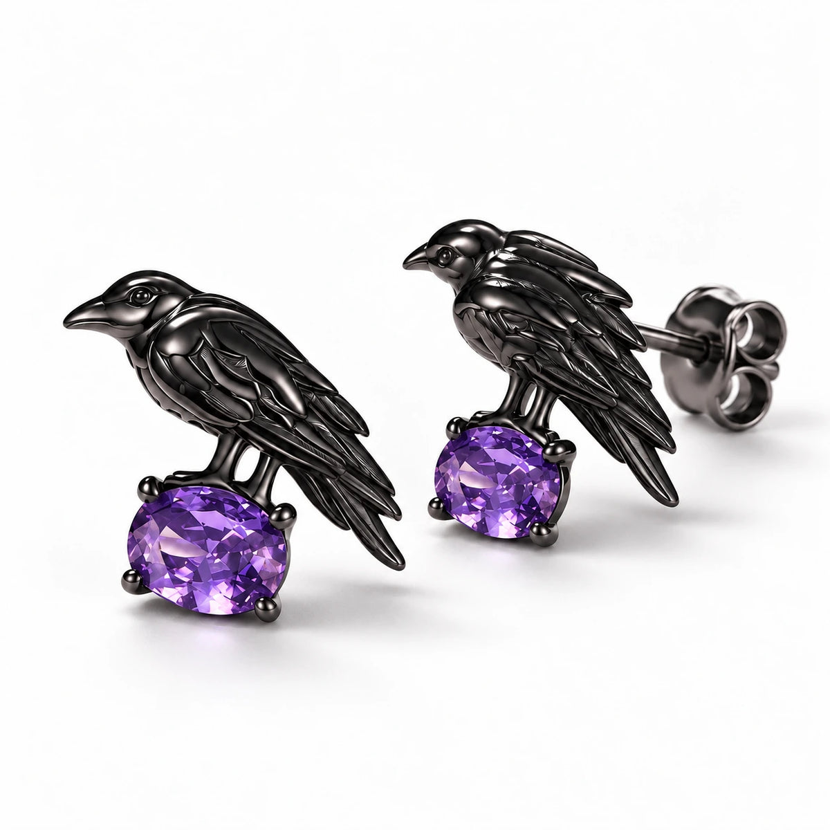 Midnight Raven Crystal Stud Earrings studio product photo