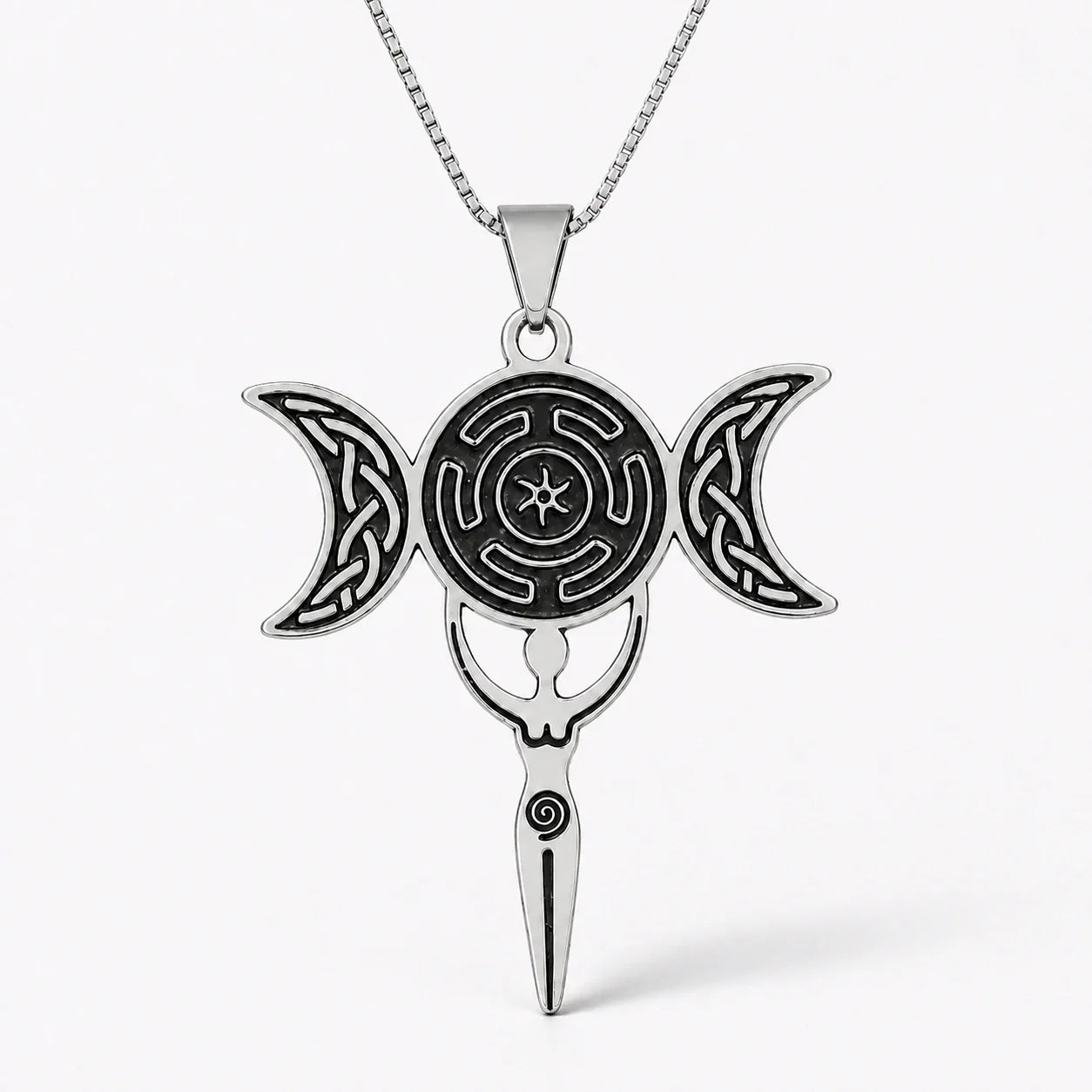 Hecate's Wheel Moon Necklace studio product photo