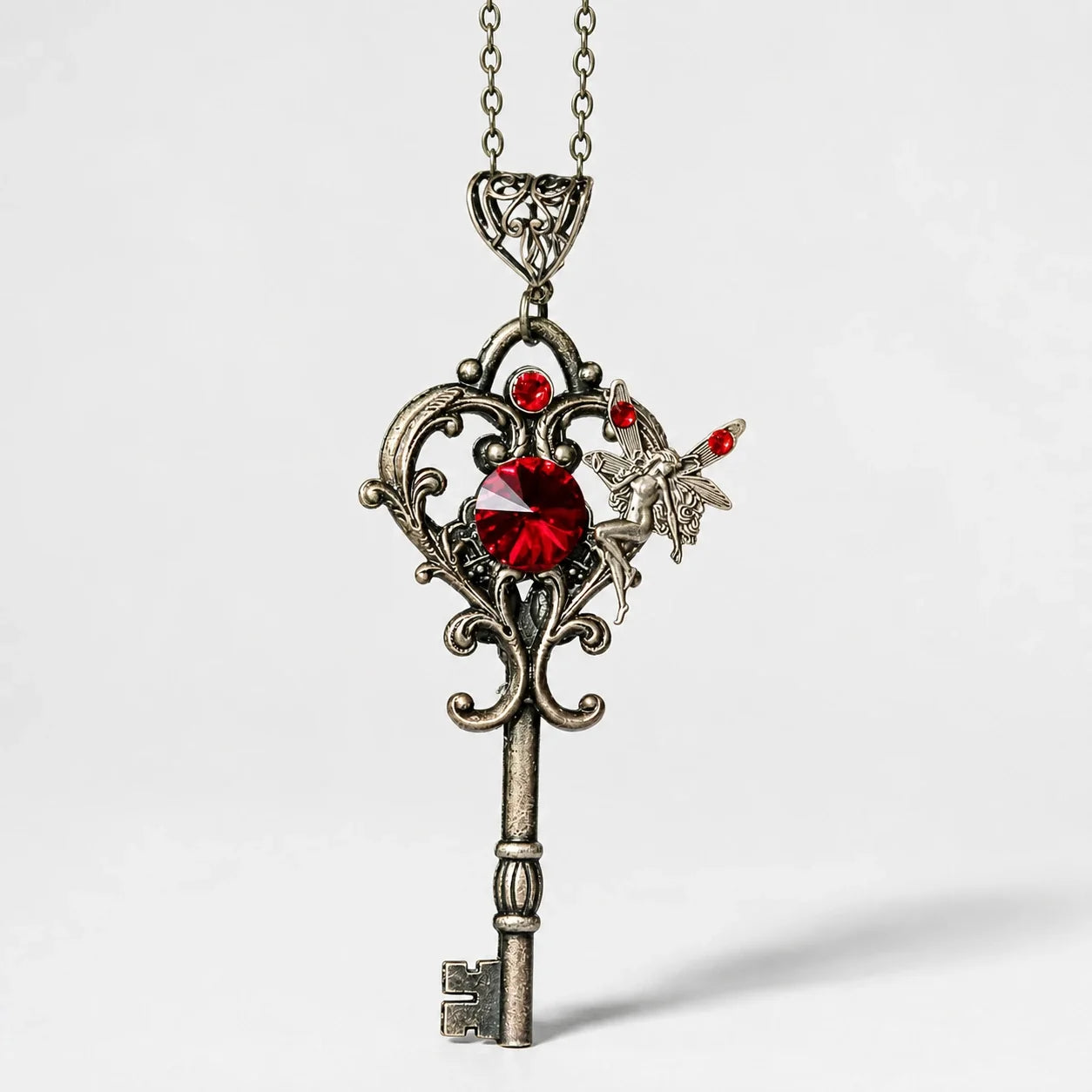 Lilith Crimson Heart Key Necklace studio product photo