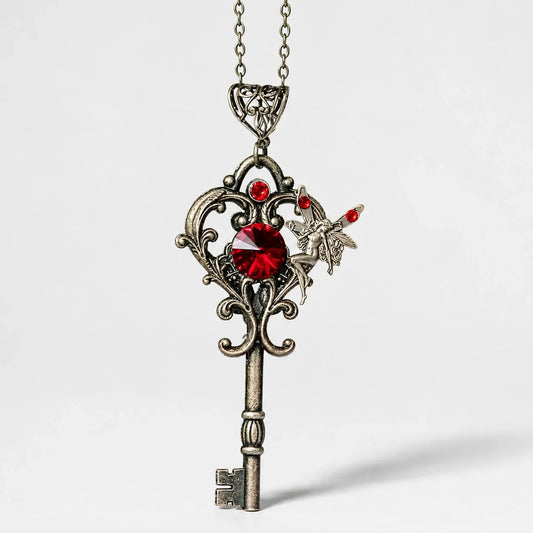Lilith Crimson Heart Key Necklace studio product photo