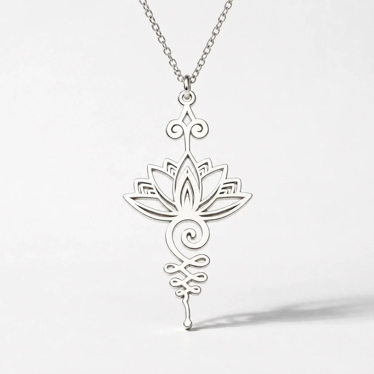 Lotus Spiral Necklace studio product photo