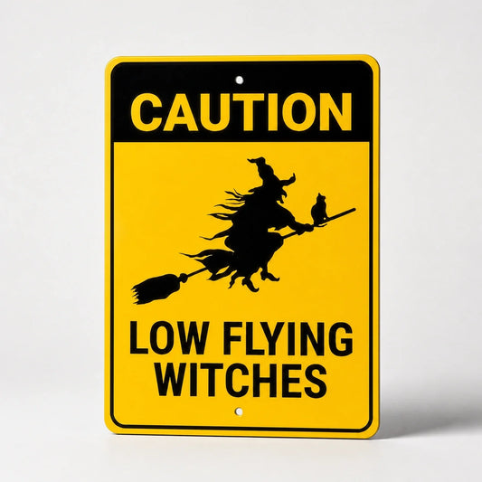 Low Flying Witches Sign studio product photo
