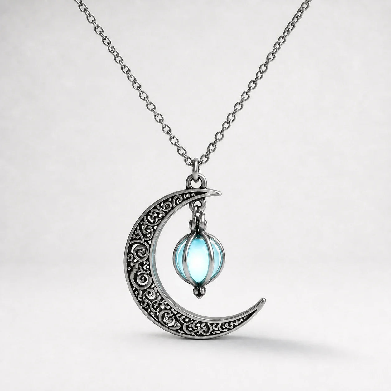 Luminous Crescent Moon Necklace studio product photo