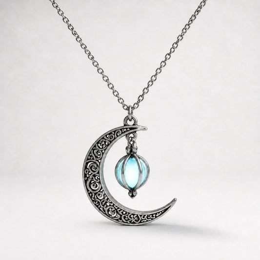 Luminous Crescent Moon Necklace studio product photo